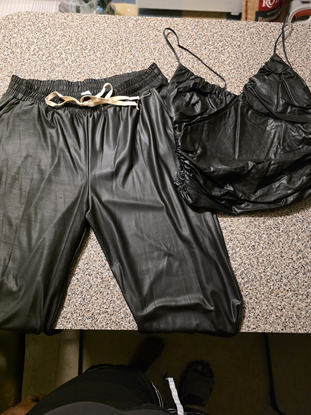 Black Faux Leather Jogger Pants - Men's Casual Slim Fit